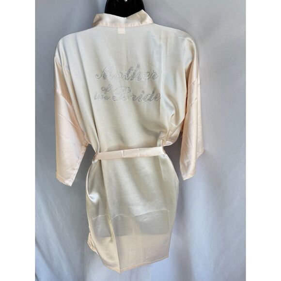 Mother of the Bride NEW Rhinestone Cream Satin Robe Size S/M Kimono Wedding - Picture 5 of 11